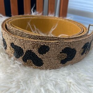 Leopard Print Beaded Guitar Purse Strap